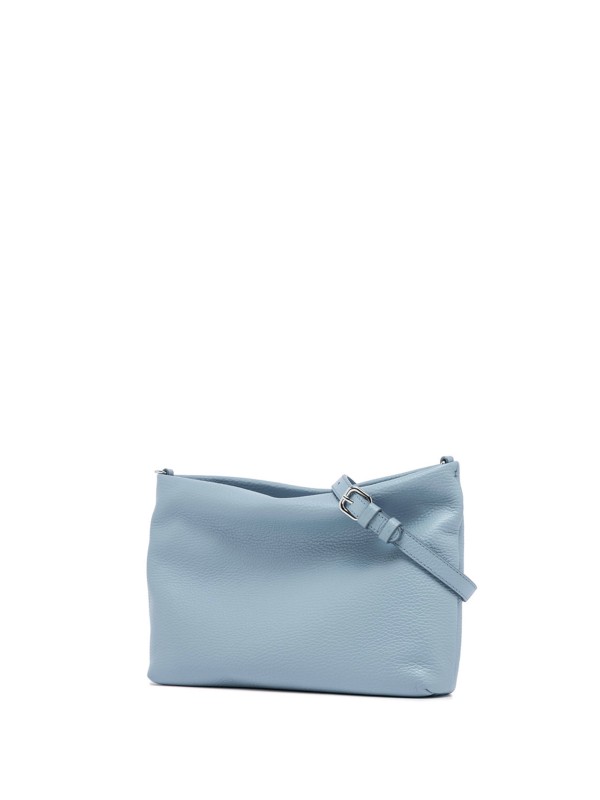 Pochette Brenda in pelle martellata celeste con catena in resina