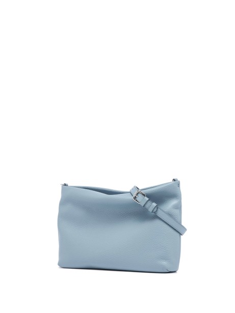 Pochette Brenda in pelle martellata celeste con catena in resina