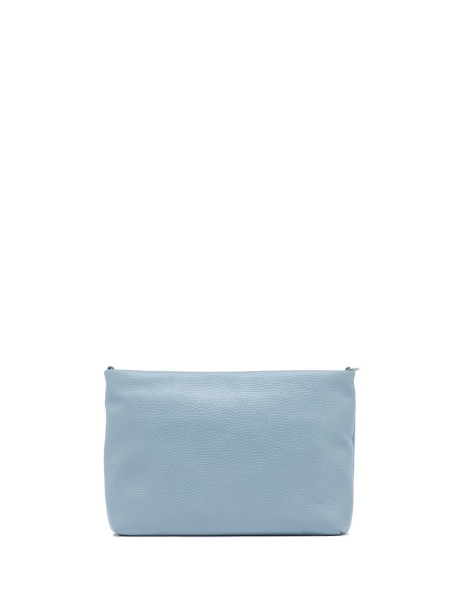 Pochette Brenda in pelle martellata celeste con catena in resina