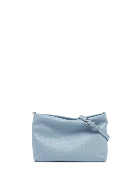 Brenda clutch bag in light blue hammered leather with resin chain