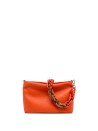 Pochette Brenda in pelle martellata corallo con catena in resina