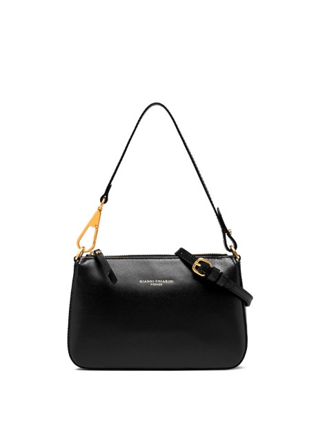 Pochette Brooke nera in pelle liscia