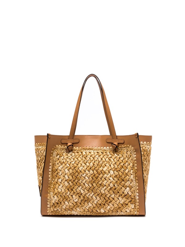 Marcella Raffia Shopping Bag with Crochet Work