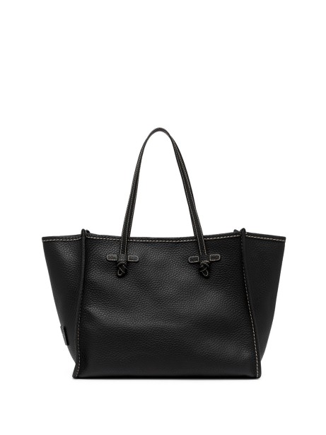 Marcella shopping bag in black double bubble leather