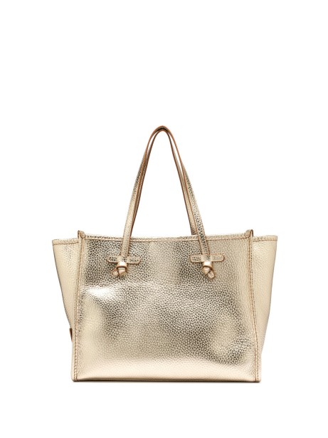Marcella shopping bag in bubble leather double light gold