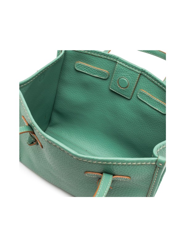 Shopping bag Marcella 32 in pelle bubble double menta