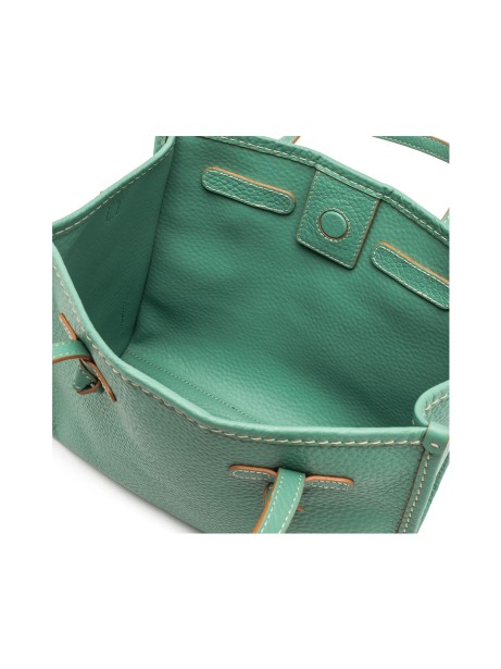 Shopping bag Marcella 32 in pelle bubble double menta