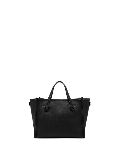 Marcella 32 shopping bag in black double bubble leather