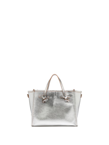 Marcella 32 shopping bag in silver double bubble leather