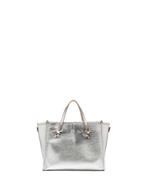 Marcella 32 shopping bag in silver double bubble leather