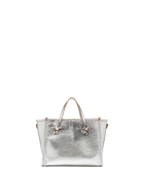 Marcella 32 shopping bag in silver double bubble leather