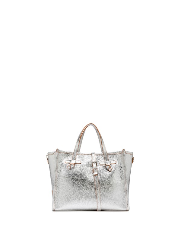 Marcella 32 shopping bag in silver double bubble leather