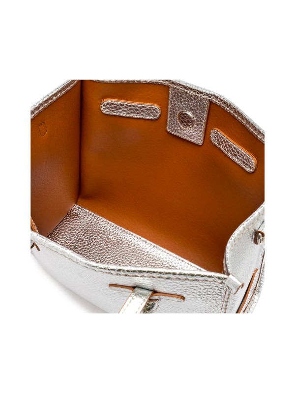 Shopping bag Marcella 32 in pelle bubble double argento