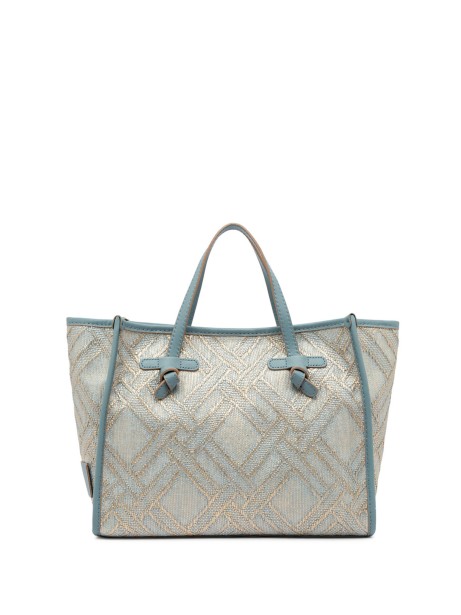 Shopping bag Marcella 32 in tessuto  jacquard di rafia e cotone