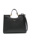 Sicily Shopping Small Leather Bag with Logo Tag