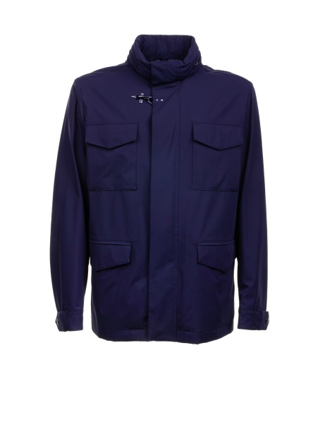 Field Jacket unlined in stretch nylon with water-repellent treatment
