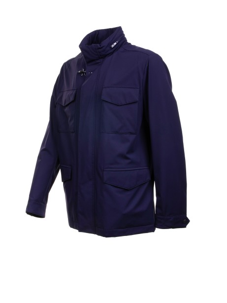 Field Jacket unlined in stretch nylon with water-repellent treatment