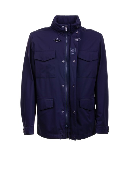 Field Jacket unlined in stretch nylon with water-repellent treatment