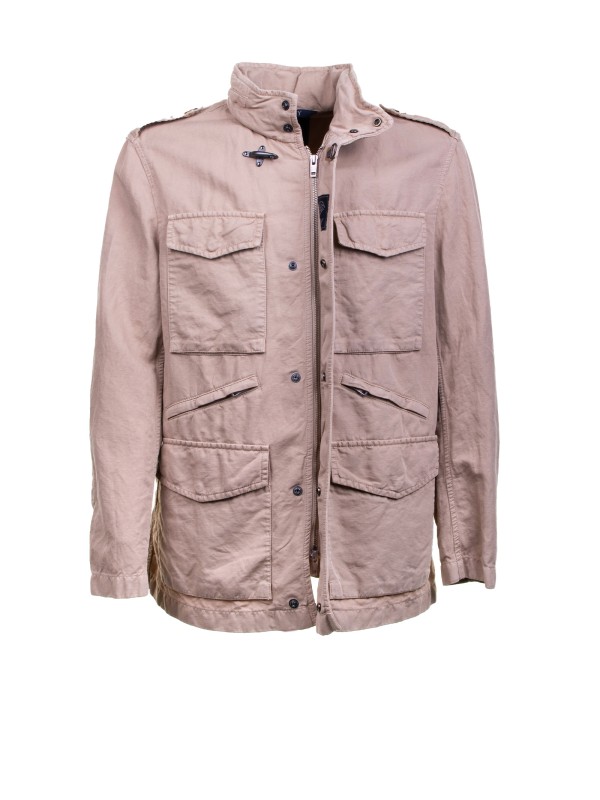 Field over fit jacket in cotton and linen canvas