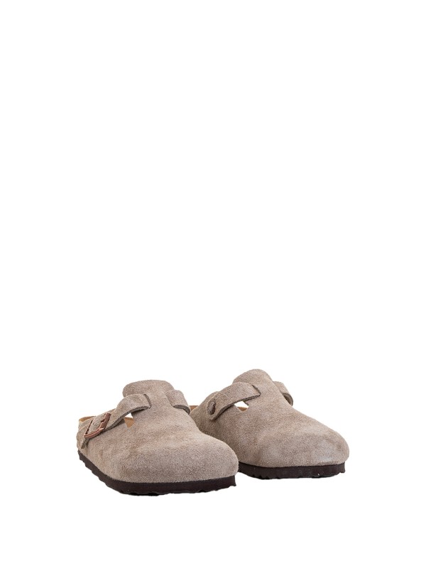 Boston sabot in dove gray suede
