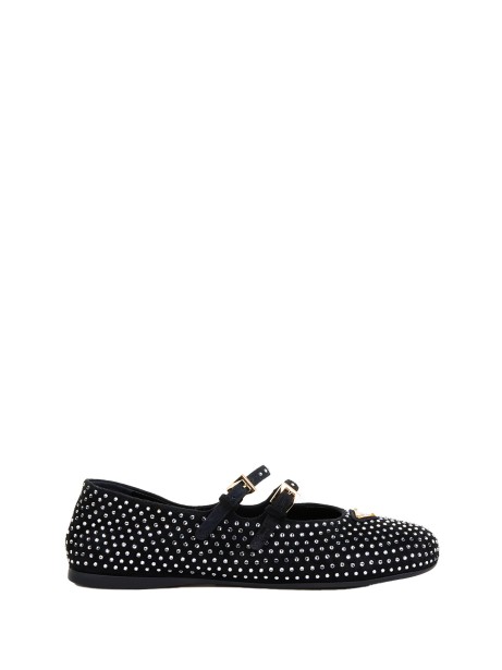 Suede Ballerinas with Crystals