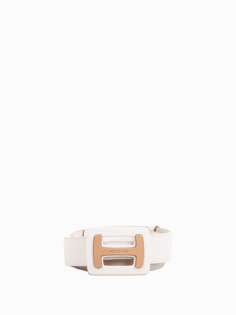 Hammered leather belt with maxi buckle