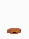 Hammered leather belt with maxi buckle