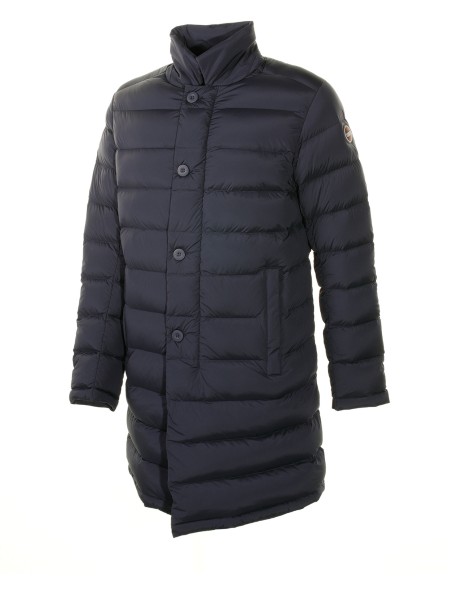 Long quilted down jacket with buttons 2