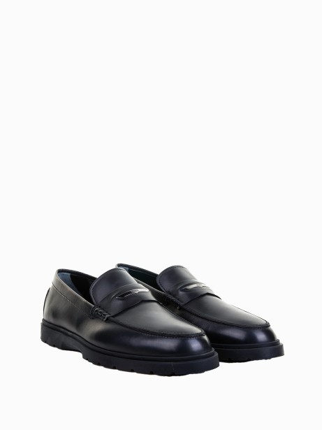 Mocassino con mascherina uomo in pelle