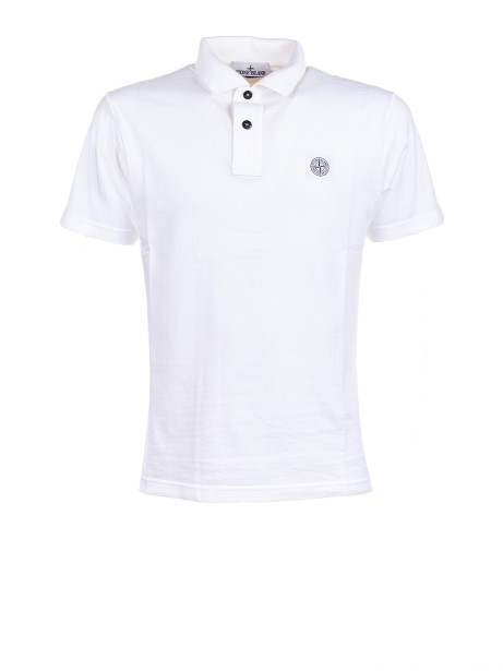 T-shirt a polo bianca con logo