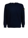 Navy Blue Crewneck Sweatshirt with Logo Patch