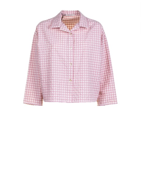 Camicia a quadri bianco rosa