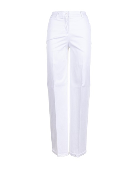 Pantalone donna a vita alta bianco ottico