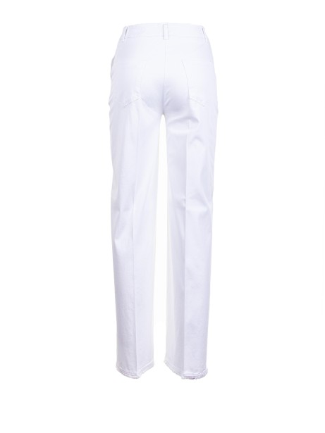 Women's high-waisted trousers in optical white
