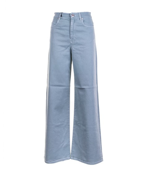 Pantalone wide leg in drill di cotone