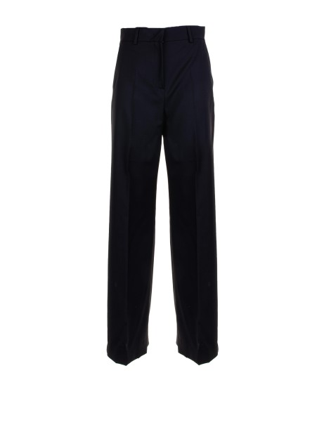 Palazzo trousers in wool canvas