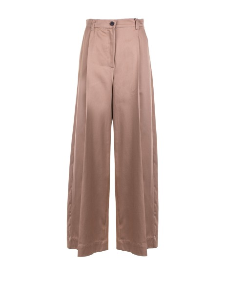 Wide leg trousers in cotton gabardine