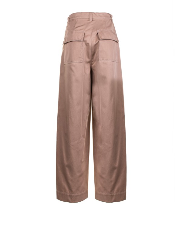 Pantalone ampio in gabardina di cotone