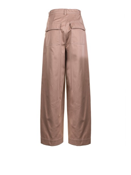 Wide leg trousers in cotton gabardine