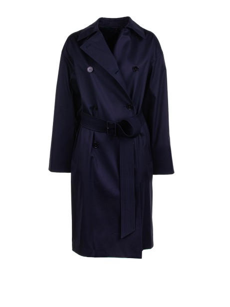 Trench Ebrien in gabardine di cotone blu navy