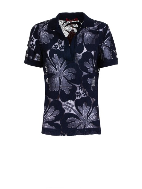 T-shirt in pizzo disegno a fiore T-shirt in pizzo disegno a fiore