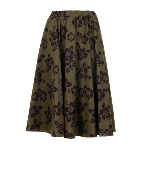 Military green skirt with flower pattern