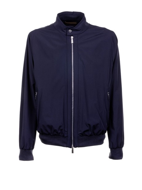 Navy Blue Zip Up Collar Jacket