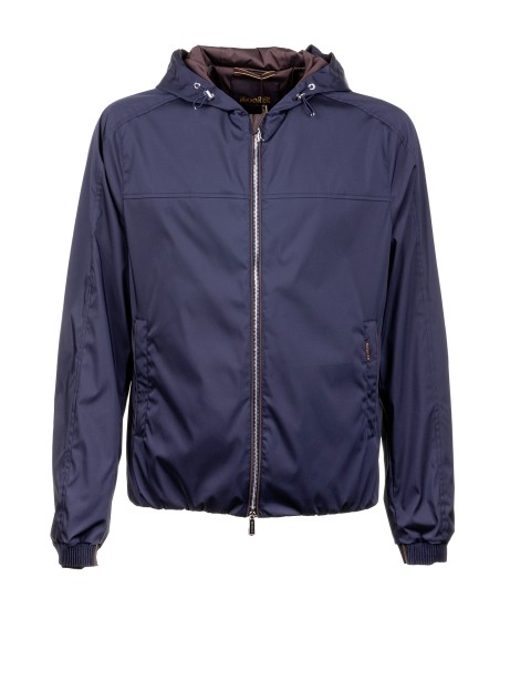 Navy Blue Waterproof Jacket with Zip and Collar