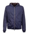 Giubbino impermeabile blu navy con zip e colletto