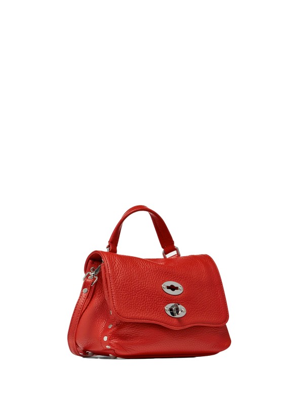 Borsa Postina Baby in pelle martellata rosso con tracolla