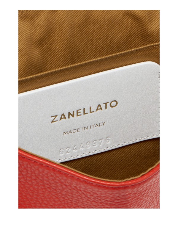 Borsa Postina Baby in pelle martellata rosso con tracolla