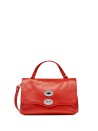 Small Postina Bag in Red Hammered Leather with Shoulder Strap