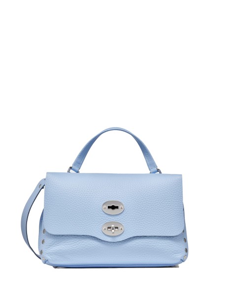 Postina S light blue hammered leather bag
