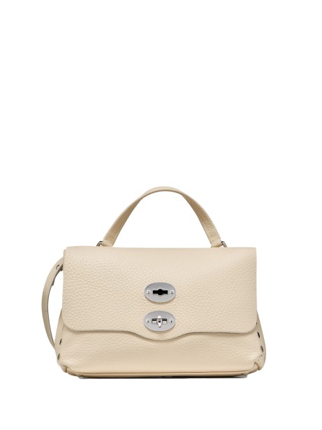 Borsa Postina S white beige hammered leather